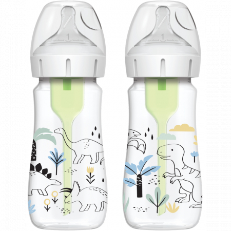 Bebelusi - Biberon Anti-Colici cu Gat Larg PP,270 ml. "Options Plus" design baieti (BPA free) (2 pack)