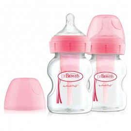 Bebelusi - Biberon cu Gat Larg PP,150 ml. "Options Plus", ROZ (BPA free) (2 pack)