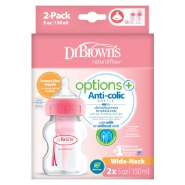 Biberon cu Gat Larg PP,150 ml. "Options Plus", ROZ (BPA free) (2 pack) [1]
