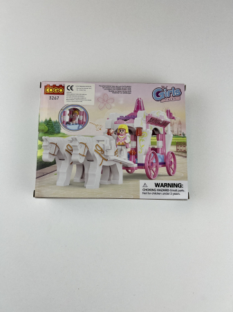 Jocuri de constructie - Caleasca din cuburi de tip LEGO 98 piese