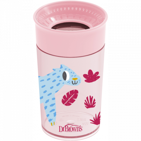 Cani Farfurii Tacamuri - Canita Cheers 360, 300 ml. Roz, design, BPA Free