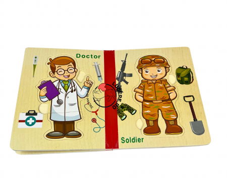Carticele incastru Puzzle din Lemn Meserii Insecte Vehicule Animale Marine [1]