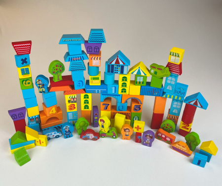 Cuburi de construit mini orasel 100 piese  Montessori [1]