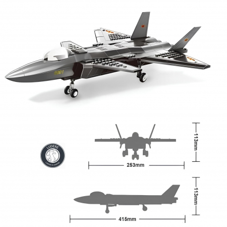 Jocuri de constructie - Macheta Avion Vanatoare Multirol  STEALTH J20 set 290 piese