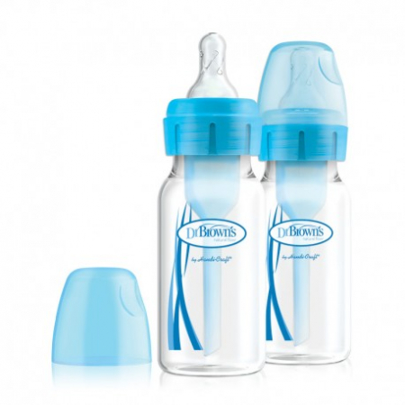 Bebelusi - Pachet Biberoane Anti-Colici cu Gat Ingust "Options Plus" PP, 120 ml. (2 pack), Albastru