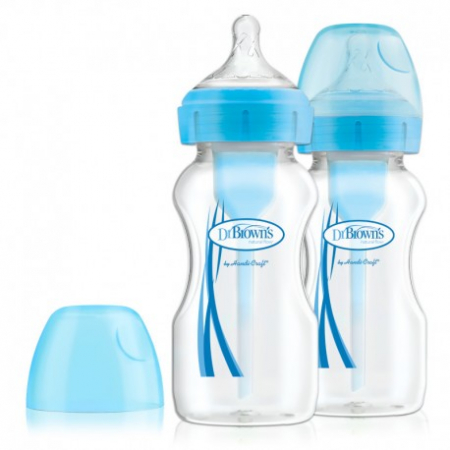 Bebelusi - PACHET BIBEROANE ANTI-COLICI GAT LARG "OPTIONS PLUS" POLIPROPILENA, 270 ML. ALBASTRU (2-PACK)