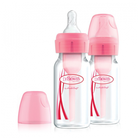Bebelusi - Pachet Biberoane cu Gat Ingust, "Options Plus" PP 120ml.  Roz, (2-Pack) (BPA free)
