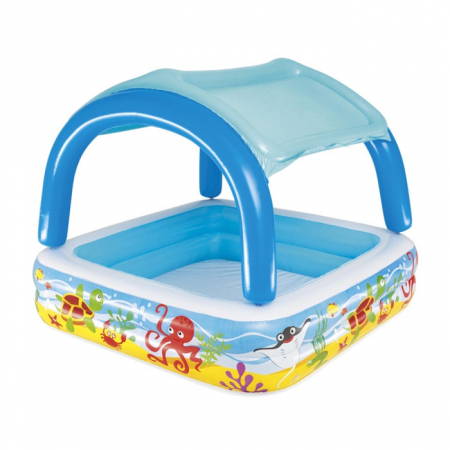 Vara - Piscina copii, gonflabila, Canopy Bestway 52192, cu protectie solara, 140 x 140 x 114 cm