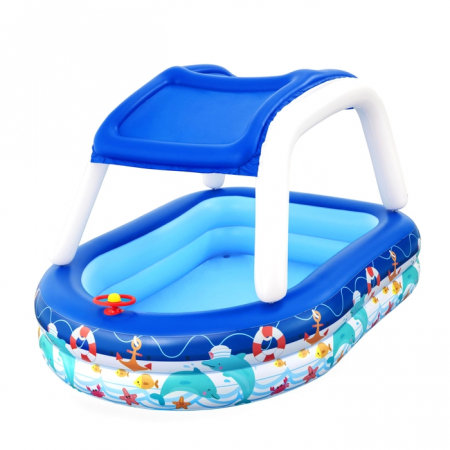 Vara - Piscina gonflabila Bestway  Family, cu parasolar detasabil, 213 x 155 x 123 cm