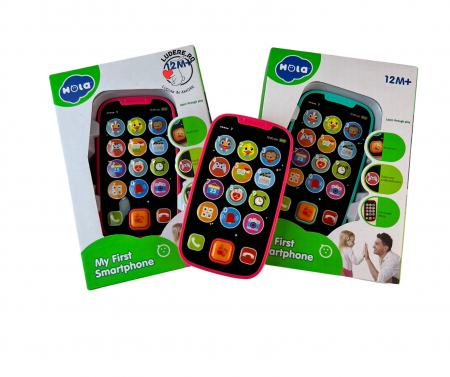 Bebelusi - Primul meu telefon Smart roz cu muzica si lumini bebe