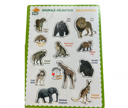 Jucarii educative - Puzzle incastru magnetic in Limba Romana Animale Salbatice