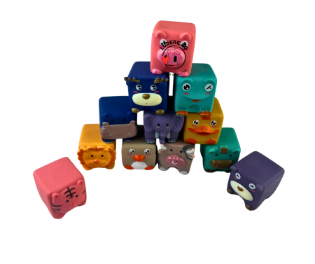 Set 12 Cuburi moi cu animale pentru bebe Soft Blocks [7]
