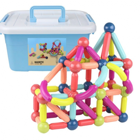 Jocuri de constructie - Set constructie cu bare magnetice 100 piese