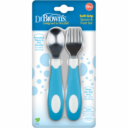Set lingura si furculita Soft-Grip,albastru 12 luni+ [2]