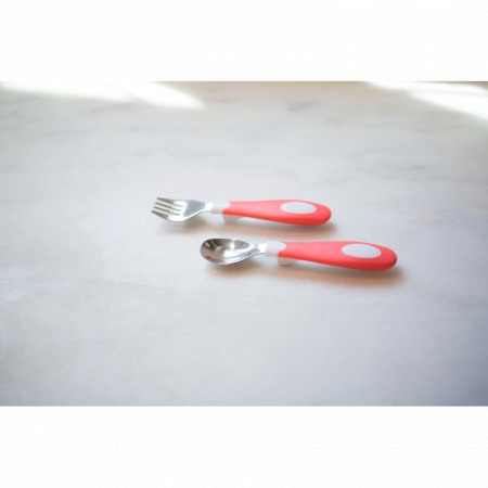 Set lingura si furculita Soft-Grip,rosu 12 luni+ [3]