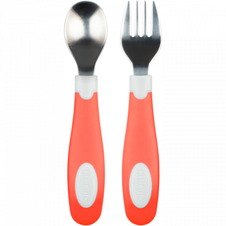 Bebelusi - Set lingura si furculita Soft-Grip,rosu 12 luni+