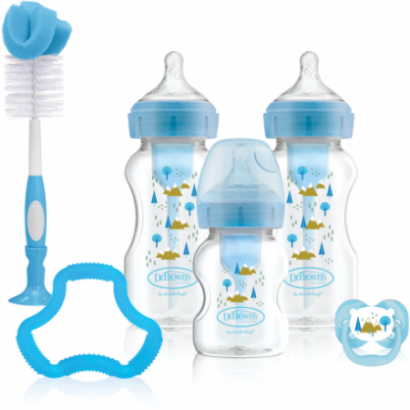 Bebelusi - Set Promotional Biberoane Anti-Colici cu Gat Larg "Options Plus" PP, Albastru