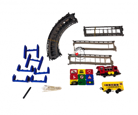 Trenulete si modele - Set Trenulet din Plastic cu Sine, Locomotivă și Vagon pentru Copii