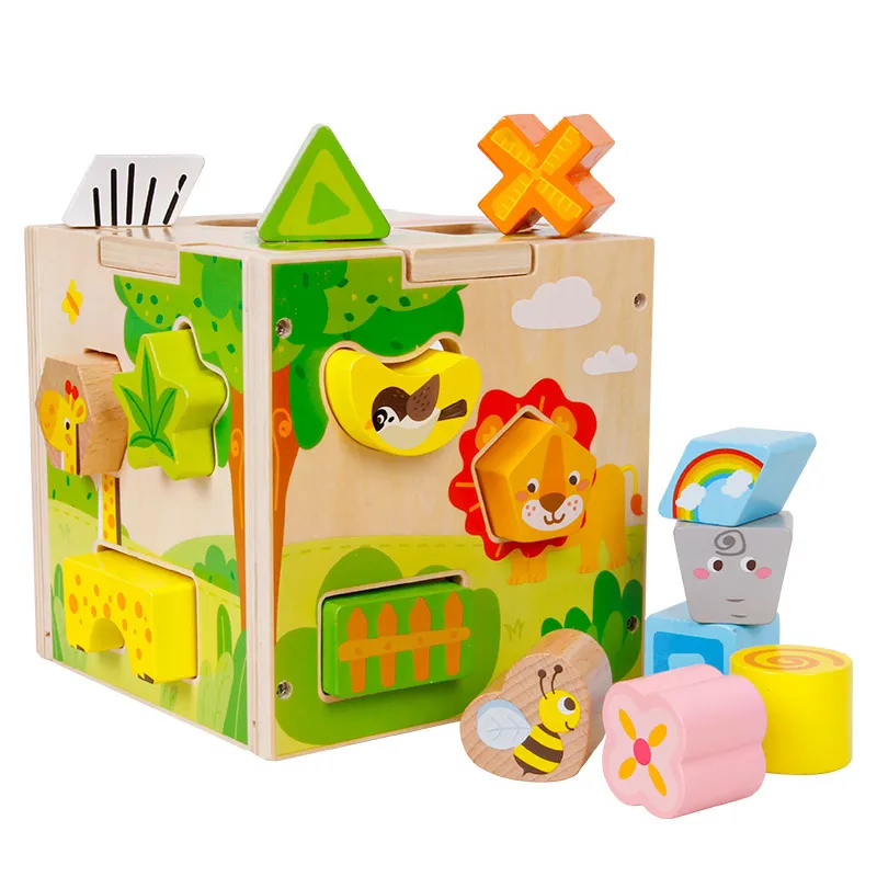 Jucarii lemn - Sortator Montessori Cub din Lemn