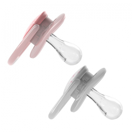 Bebelusi - Suzeta silicon "Advantage" cu capac, nivel 1 (0-6 luni), fetite (2 pack)