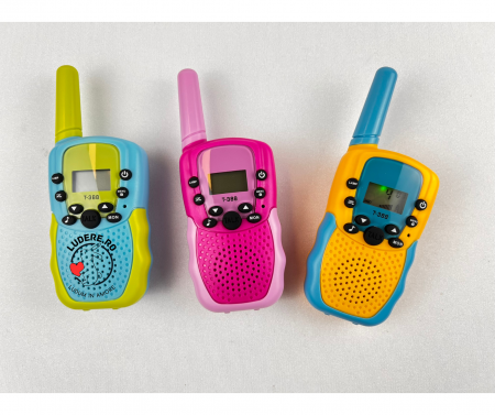 Jucarii Outdoor - Set 3 statii Walkie Talkie pentru copii, Antena si Lanterna, Raza de Actiune de pana 3 km