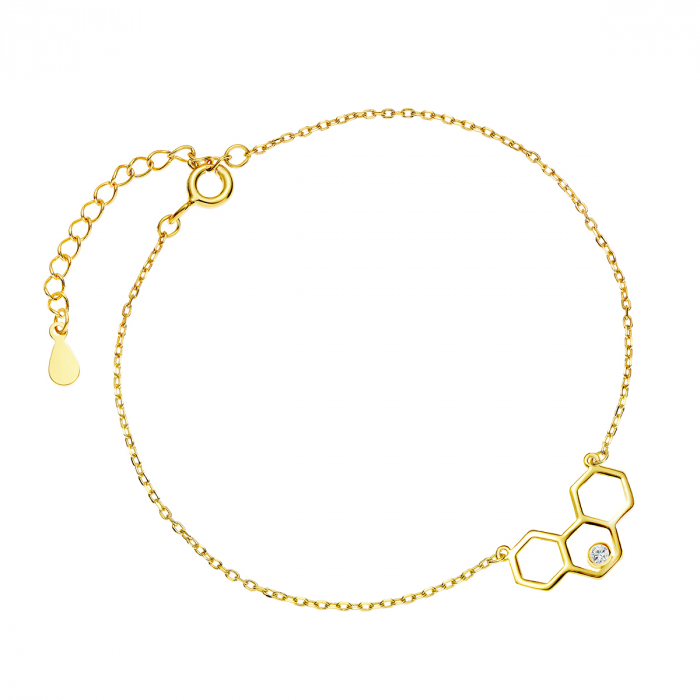 Bratara Argint Gold Honeycomb & Zirconia [1]