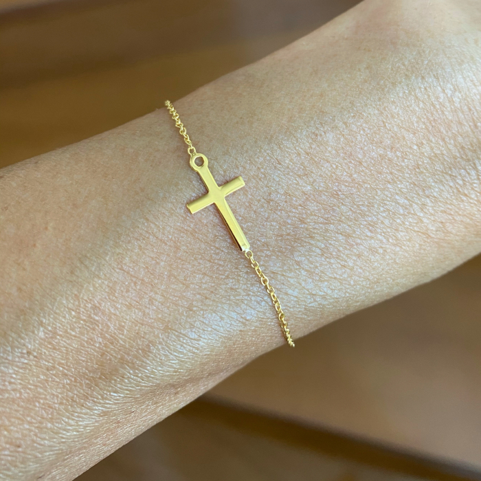 Bratara argint Simple Cross Gold [2]