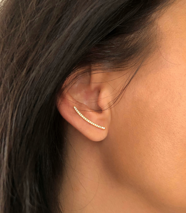 Cercei argint Gold Ear Cuff & Zirconia [2]