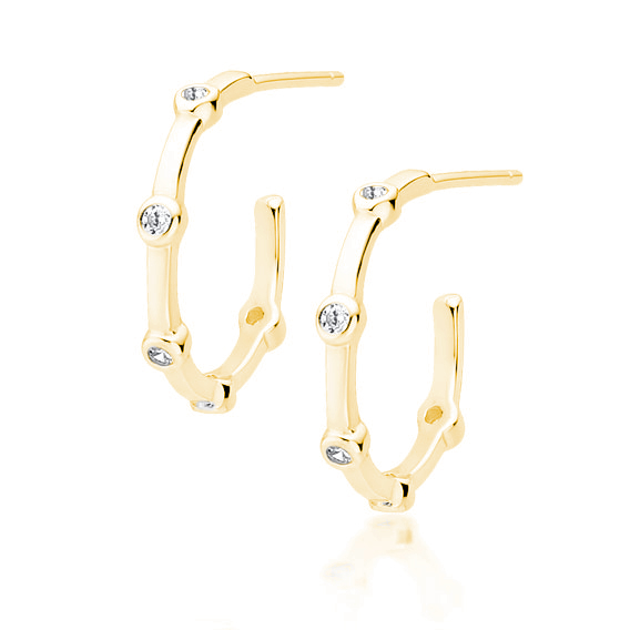 Cercei argint Gold Hoops with Zirconia [1]