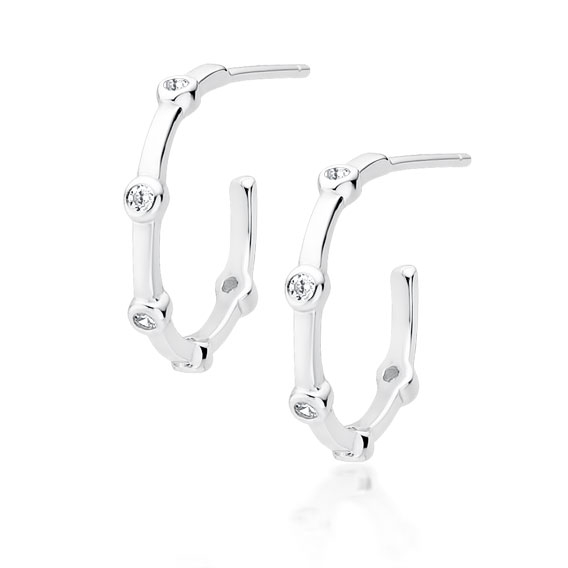 Cercei argint Silver Hoops with Zirconia [1]