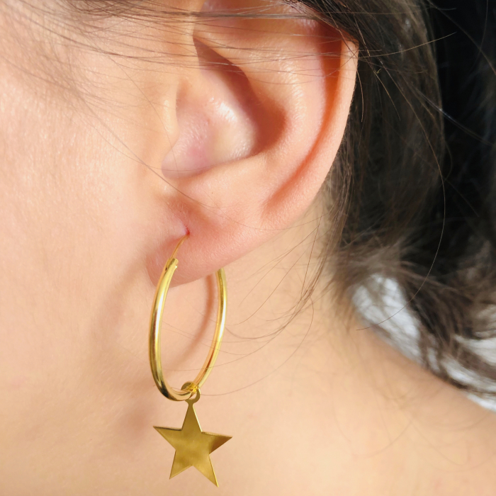 Cercei argint star hoops gold [2]
