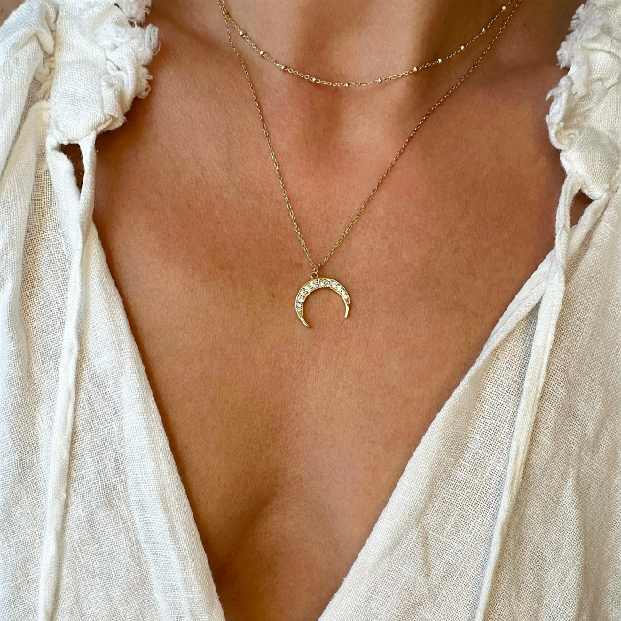Colier argint Crescent Moon Gold [3]