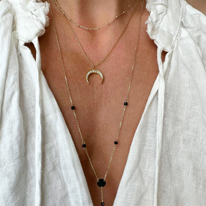 Colier Argint Gold Rosary & Black Spinels [2]
