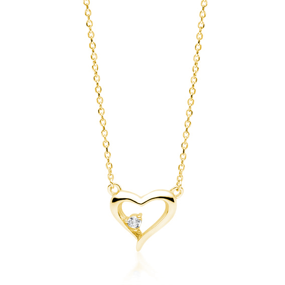 Colier argint Gold Zirconia Heart [1]