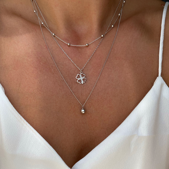 Colier dublu argint Silver Balls [4]