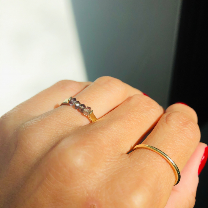 Inel aur Smokey Sapphires [3]