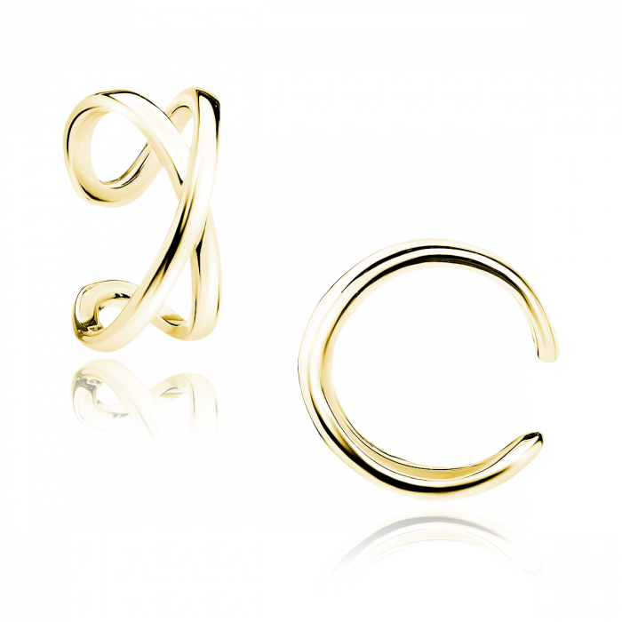 Cercel argint Gold Criss Cross Ear Cuff [1]