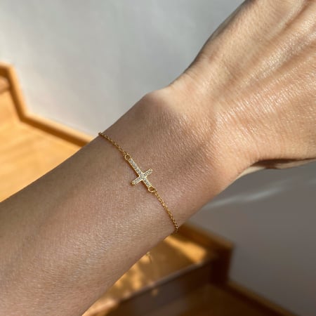 Bratara argint Gold Zirconia Cross [1]