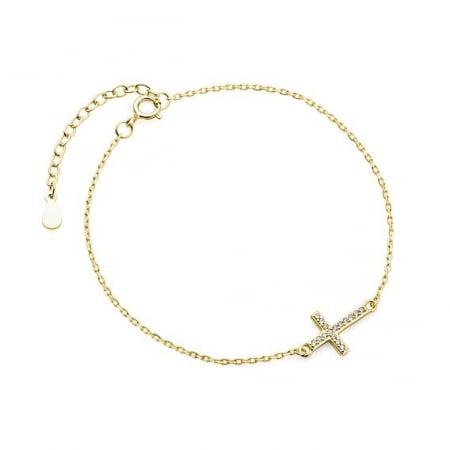 Bratari - Bratara argint Gold Zirconia Cross