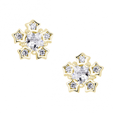SALE - Cercei Argint Gold Snowflake