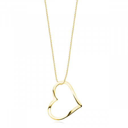 Bijuterii argint - Colier Argint Big Heart Gold