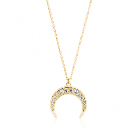 Coliere si lanturi - Colier argint Crescent Moon Gold