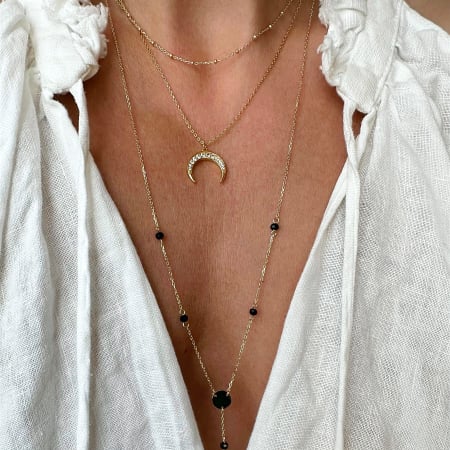 Colier Argint Gold Rosary & Black Spinels [1]