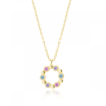 Coliere si lanturi - Colier argint Gold Zirconia Flower