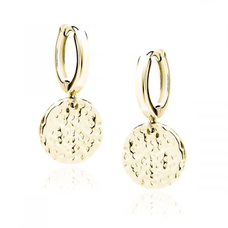 Cercei - Cercei argint Gold Small Hoops & Hammered Coin