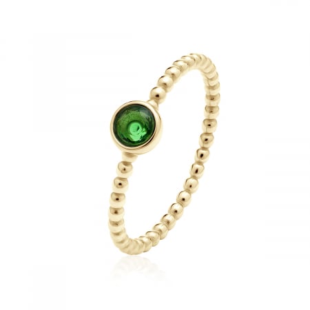 Inele - Inel argint Little Balls & Green Zirconia