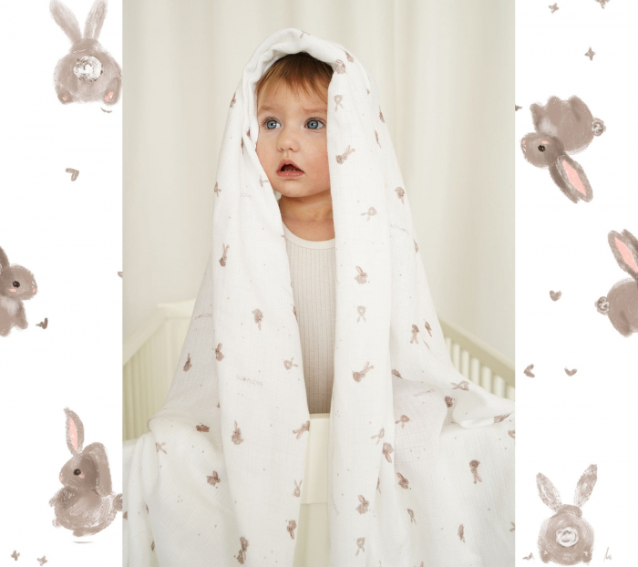 Muselina Bambus si Bumbac Beige Bunny [3]