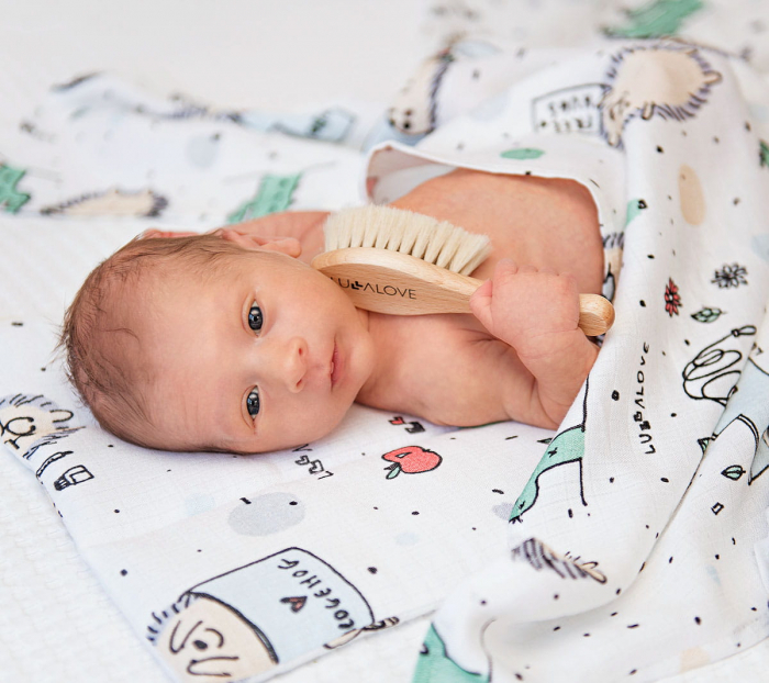 Set Perie Bebelusi (Light) + Mini Muselina Aricii Blu [2]