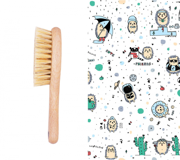 Set Perie Bebelusi (Medium) + Mini Muselina Aricii Blu [1]