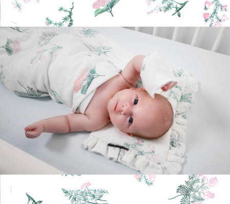 Muselina Bambus si Bumbac Pink Herbs [1]